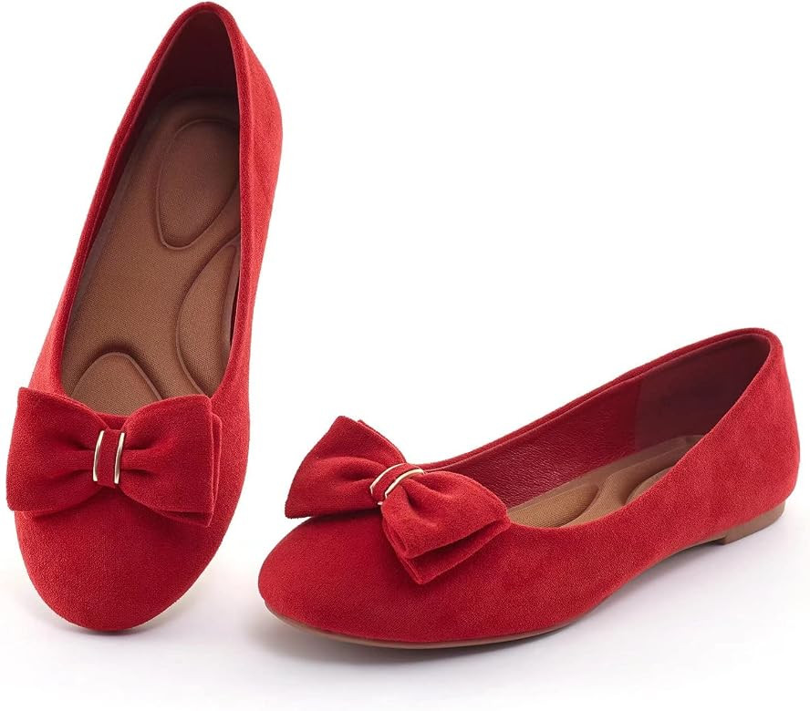 MUSSHOE Flats Shoes Women Dressy Comfortable Slip On Round Toe Womens Flats | Amazon (US)