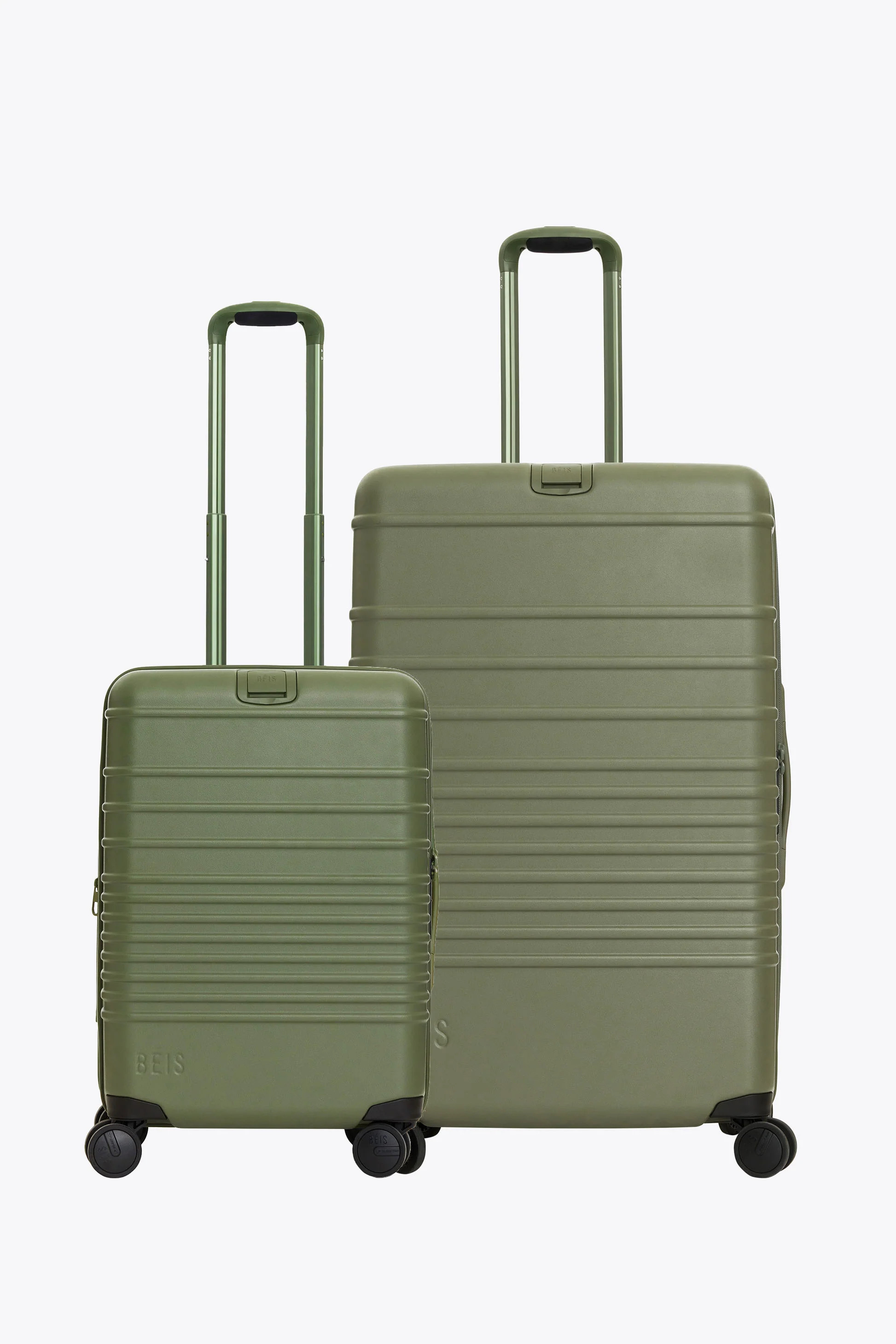 BÉIS 'The Luggage Starter Set' in Olive - Carry-On and Check-In Suitcase Bundle, Checked and Ove... | BEIS