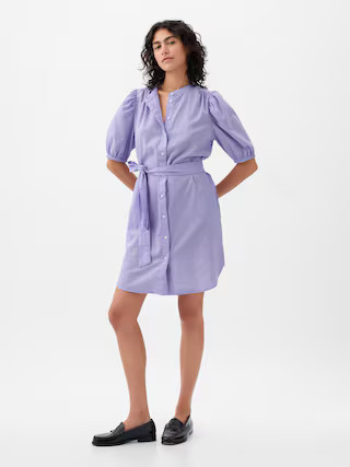 Linen-Cotton Puff Sleeve Mini Shirtdress | Gap (US)