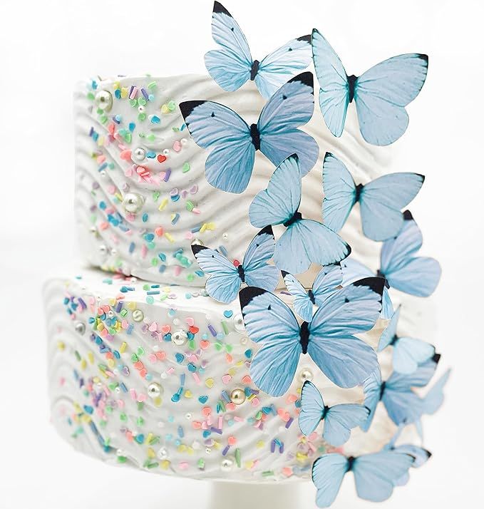 Edible Butterflies Assorted Size Pastel Premium Crafted Made in the USA - Cake and Cupcake Topper... | Amazon (US)