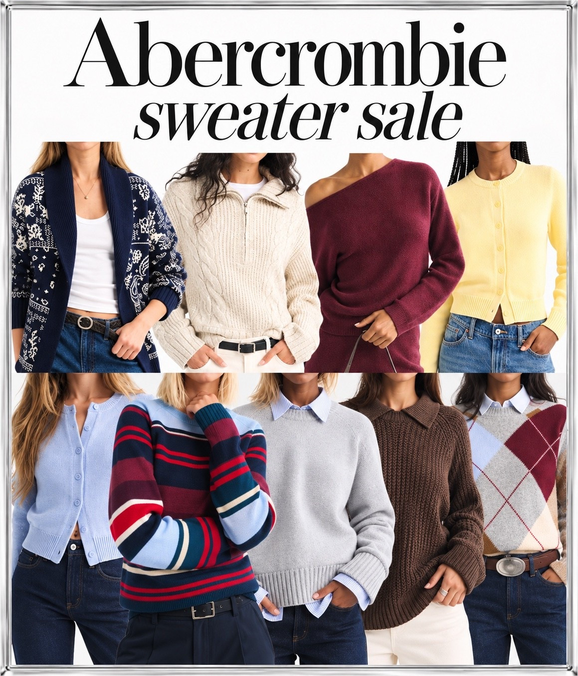 Abercrombie sweater sale!!!! 
Extra 20% off with code: AFLTF
