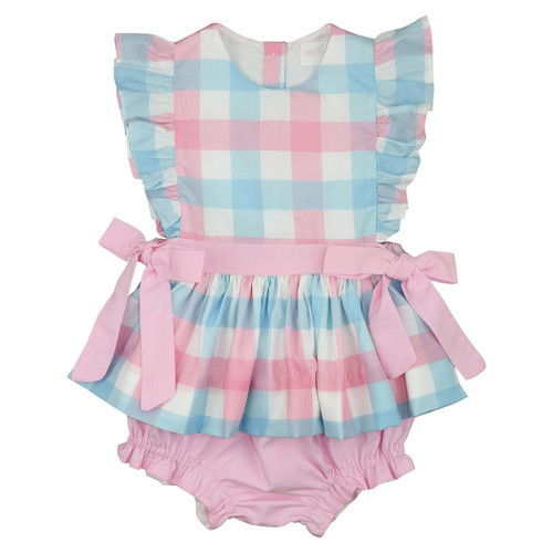 Pink And Blue Check Bow Diaper Set | Cecil and Lou