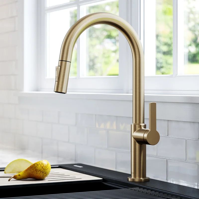 KPF-2820SFACB Oletto Pull Down Single Handle Kitchen Faucet with Accessories | Wayfair North America