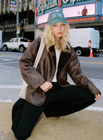 Nunez Faux Leather Jacket Washed Brown / Black | Princess Polly US