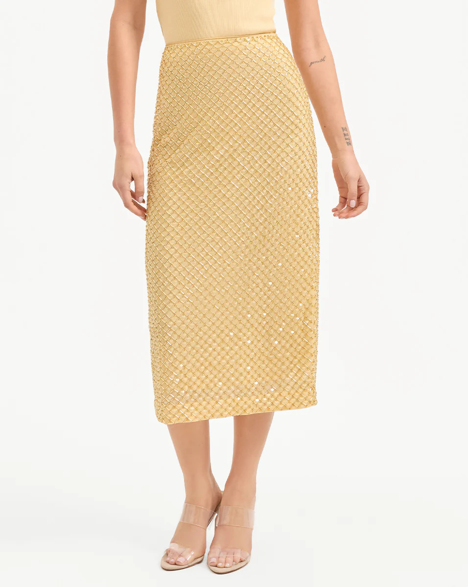 Allora Beaded Midi Skirt | Veronica Beard