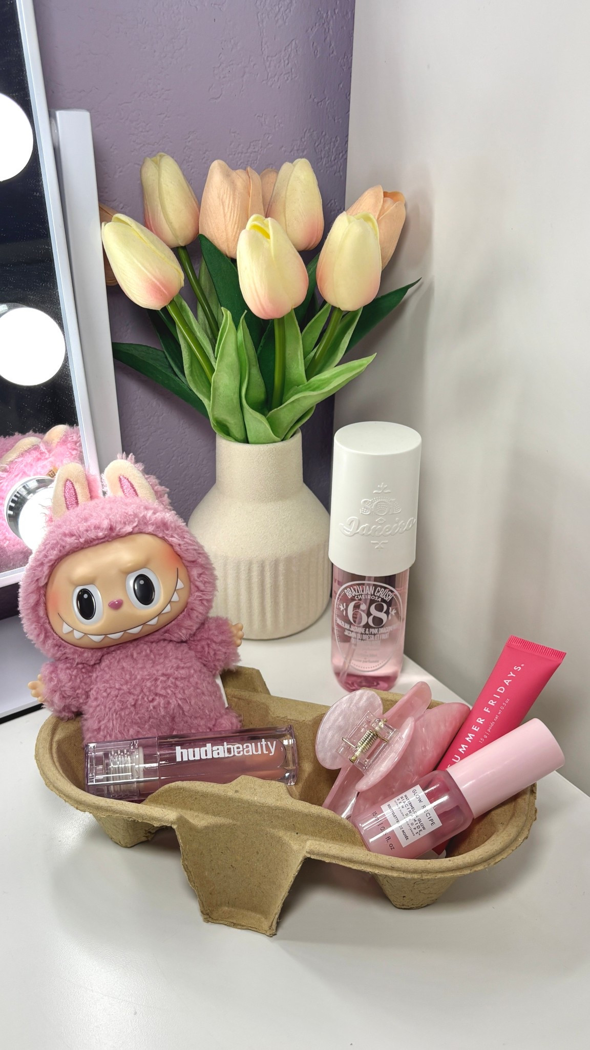 Pink labubu coffee tray trend 🫶🏻🧸 #pinklabubu #coffeetraytrend 