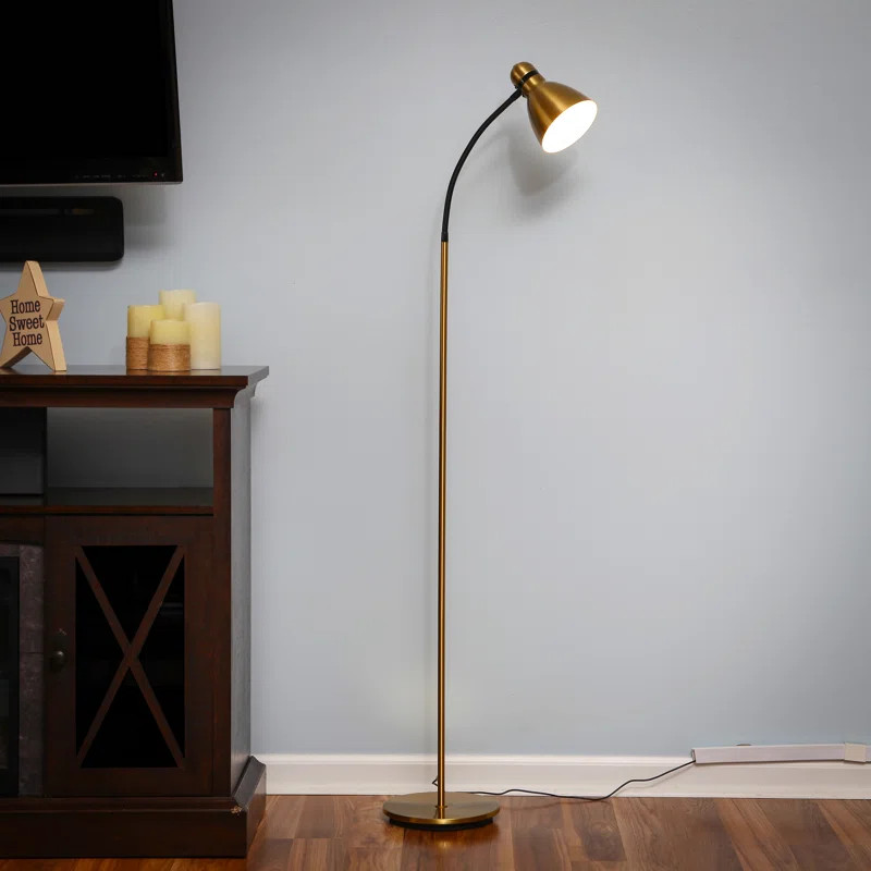 Avery Industrial 3-Way Dimming LED Floor Lamp with Metal Cone Shade | Wayfair North America