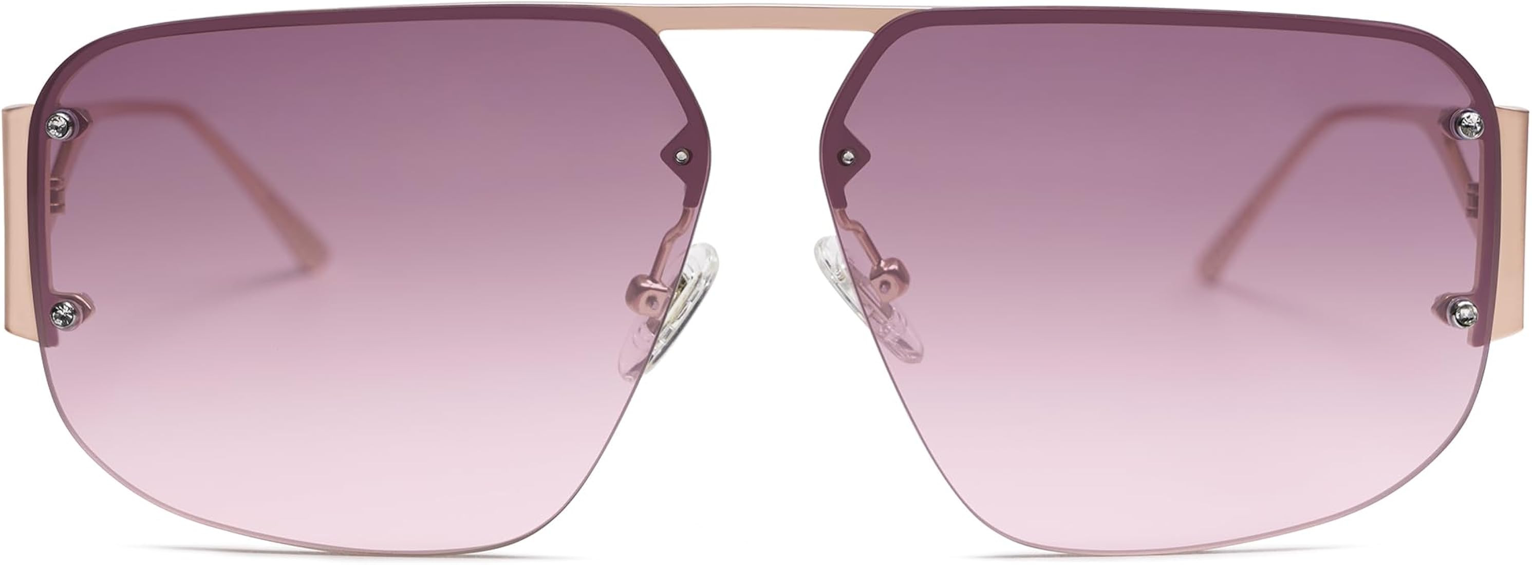 SOJOS Trendy Aviator Sunglasses Mens Womens Retro Metal Rimless Frame Shades Lentes De Sol Para M... | Amazon (US)