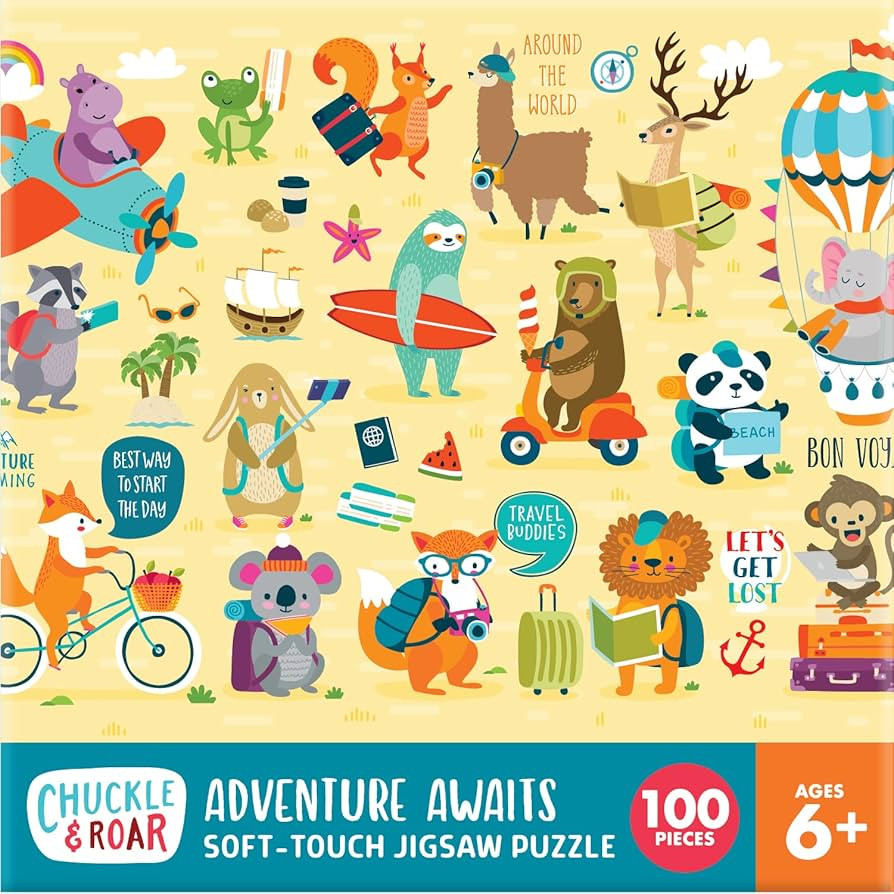 Chuckle & Roar - Adventure Awaits 100 Piece Jigsaw Puzzle for Kids Ages 6 and Up - Soft Touch Pie... | Amazon (US)