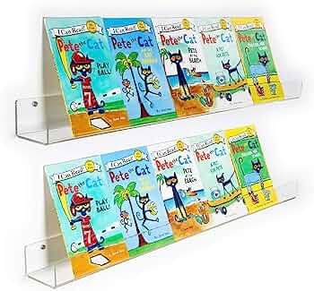 NIUBEE 2 -Packs Kids Acrylic Floating Bookshelf 36 Inch, Clear Bathroom Wall Floating Shelves, In... | Amazon (US)
