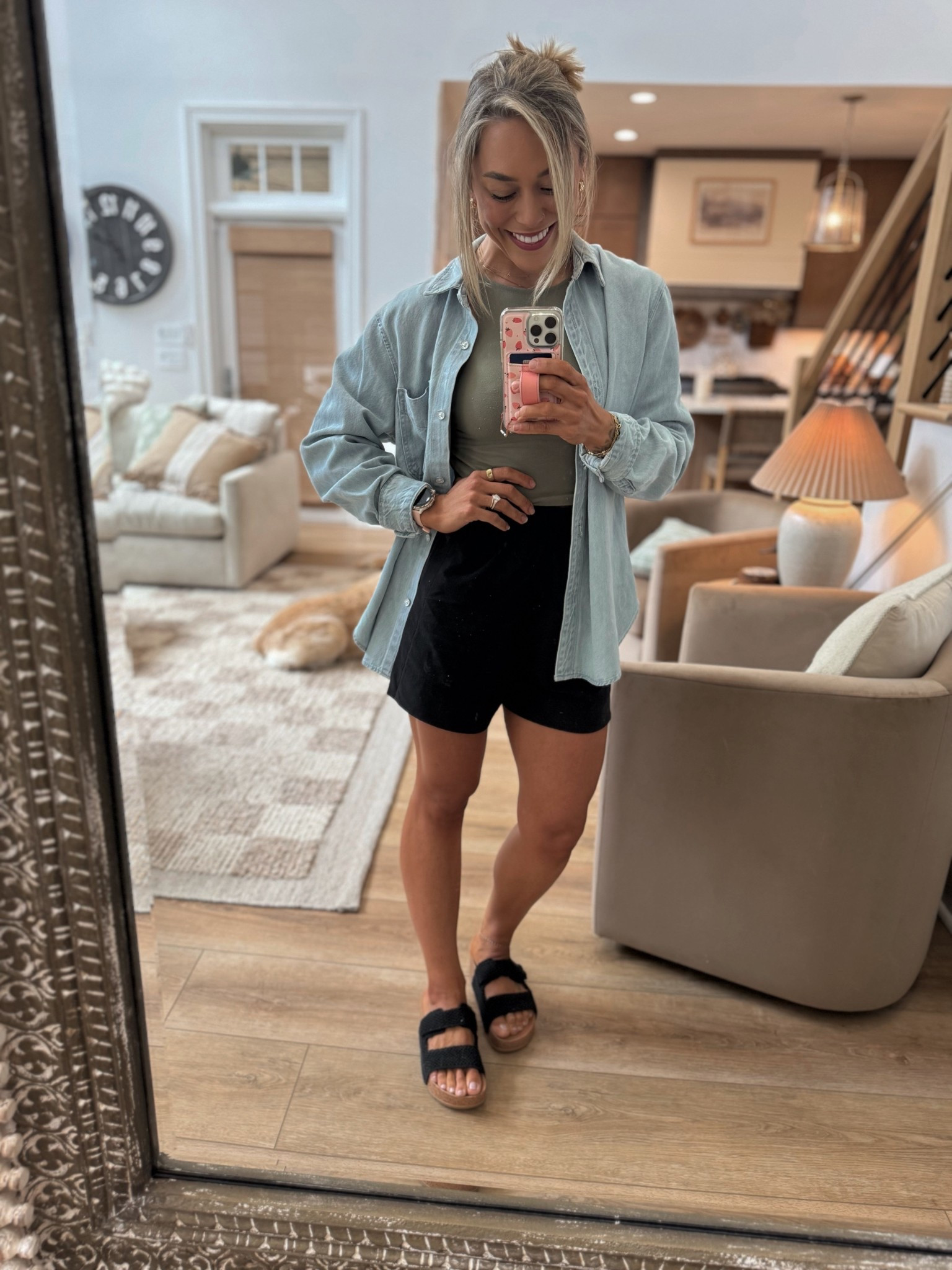 I love a denim button up 🙏🏼🥹 they’re such an amazing staple. I loved the front pocket detailing on this one from Target! I’m in the M! ✨

Shorts are old from Lulu, linked my other go to fave black short! Shoes are tts! Tank is super old from FP but I found it - in the XS/S! 

Spring fit / amazon fashion / target finds / ootd / Holley Gabrielle 

#LTKFindsUnder50 #LTKStyleTip #LTKPetite