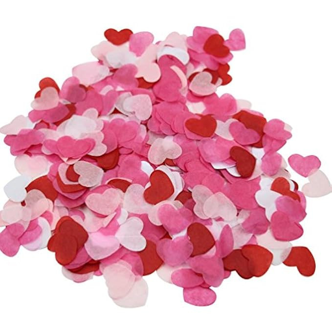 Mybbshower 1 Inch White Pinks Red Tissue Paper Heart Confetti Wedding Reception Decoration Table Sca | Amazon (US)