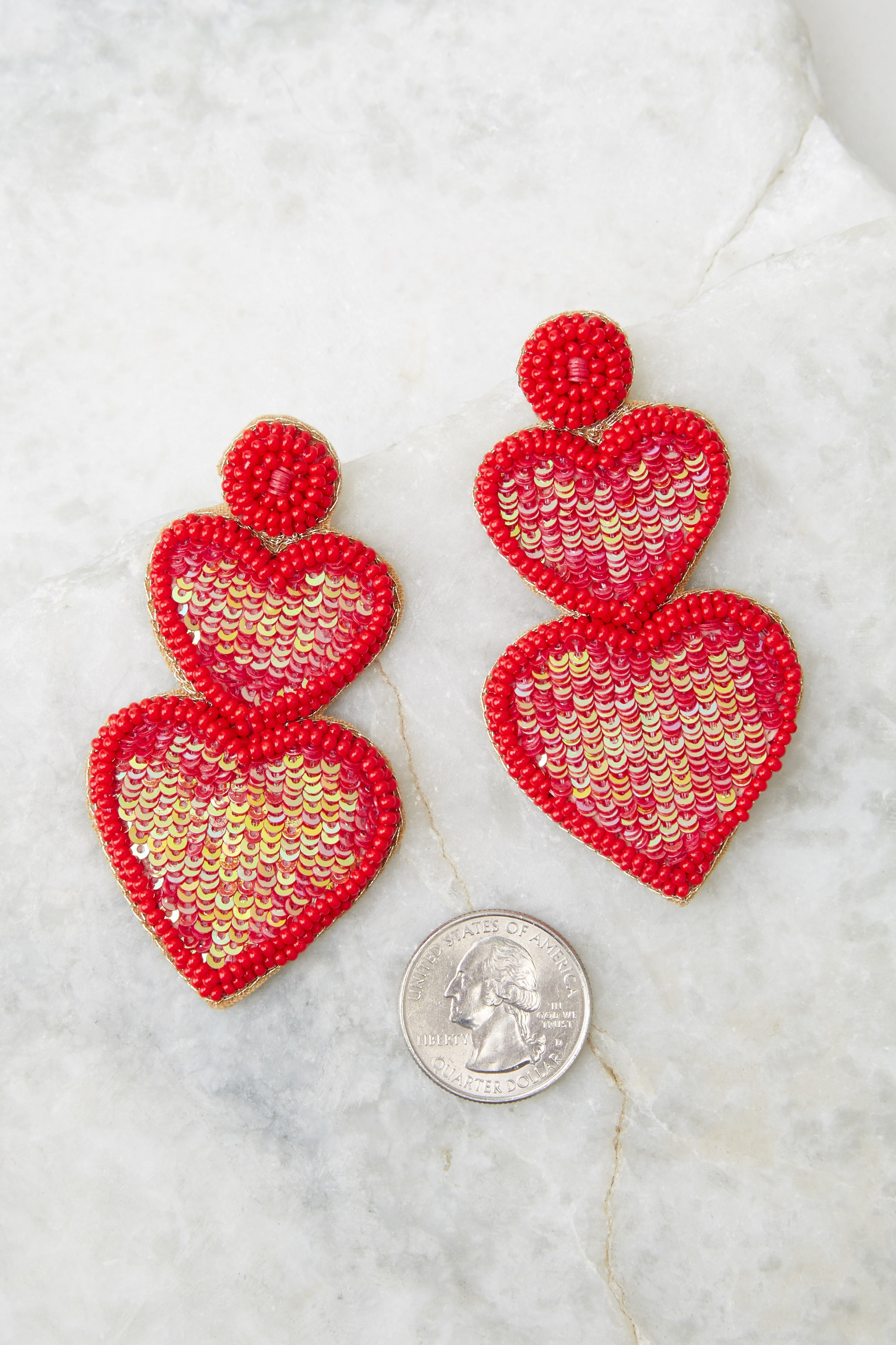 Win My Heart Red Beaded Earrings | Red Dress 