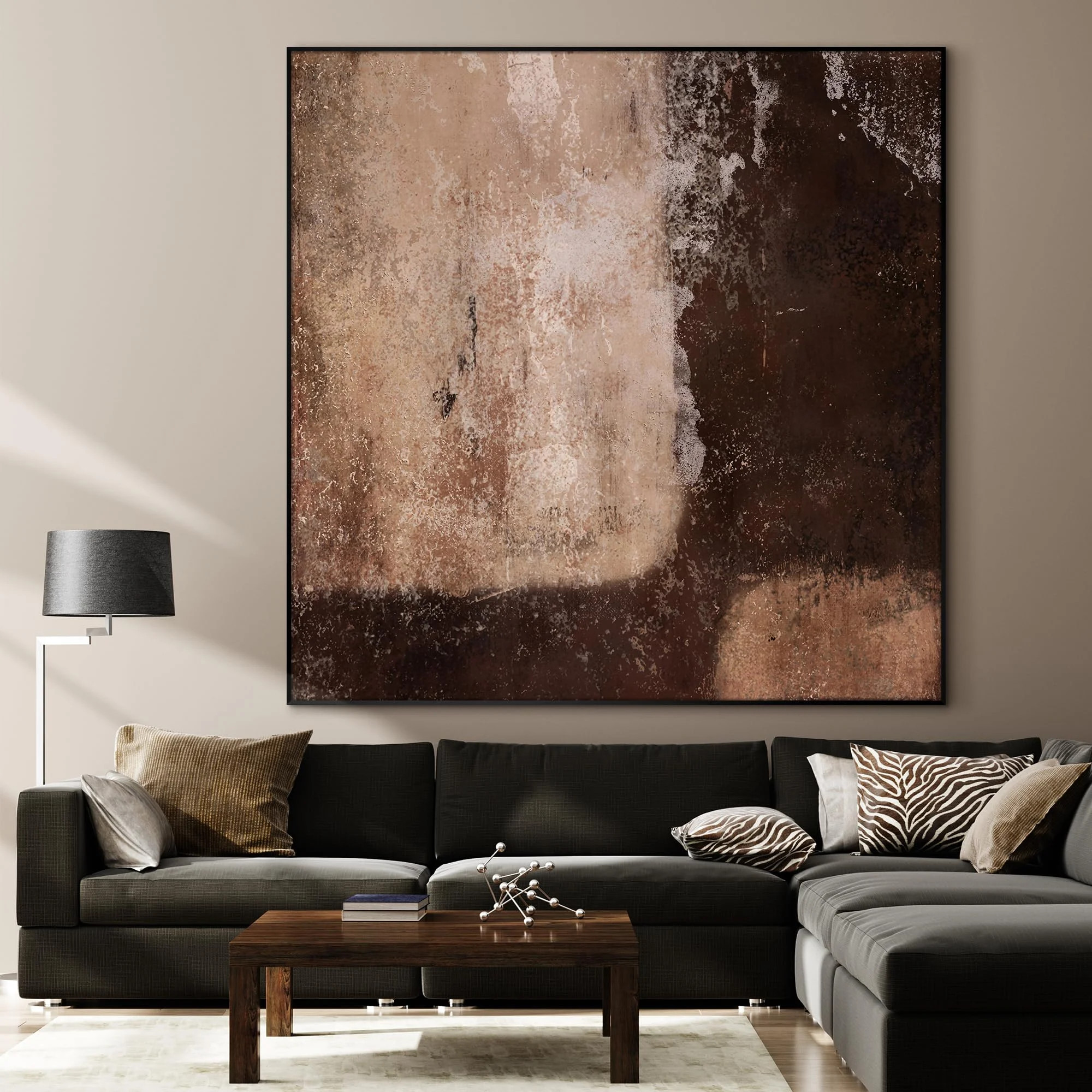46"x46" XL Framed Wall Art - Rustic Earthy Brown and Beige (Frame Assembly Required) | Walmart (US)