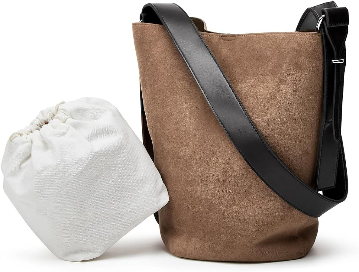 Hobo Bags for Women Vegan Leather Handbag Suede Hobo Bags Bucket Shoulder Bag Purse Tote Handbag ... | Amazon (US)