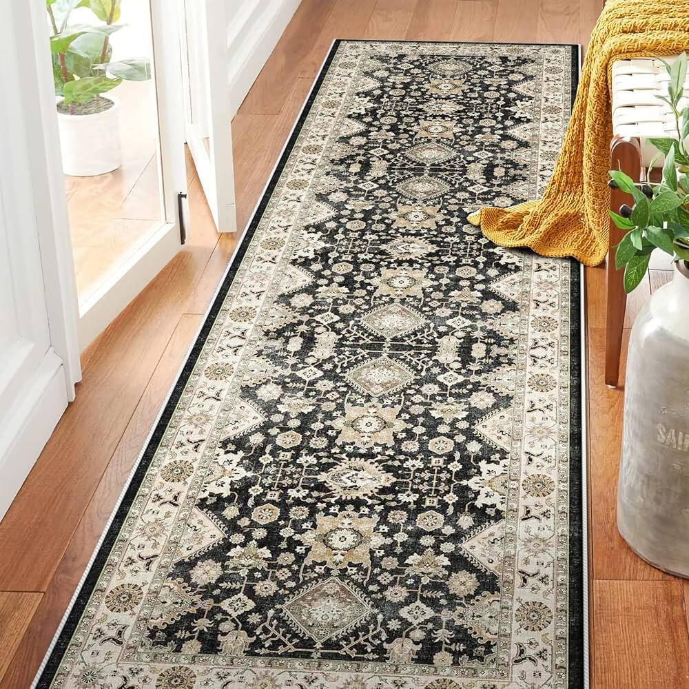 Washable 2x10 Hallway Non Slip Runner Rugs with Rubber Backing Soft Kitchen Farmhouse Distressed ... | Amazon (US)