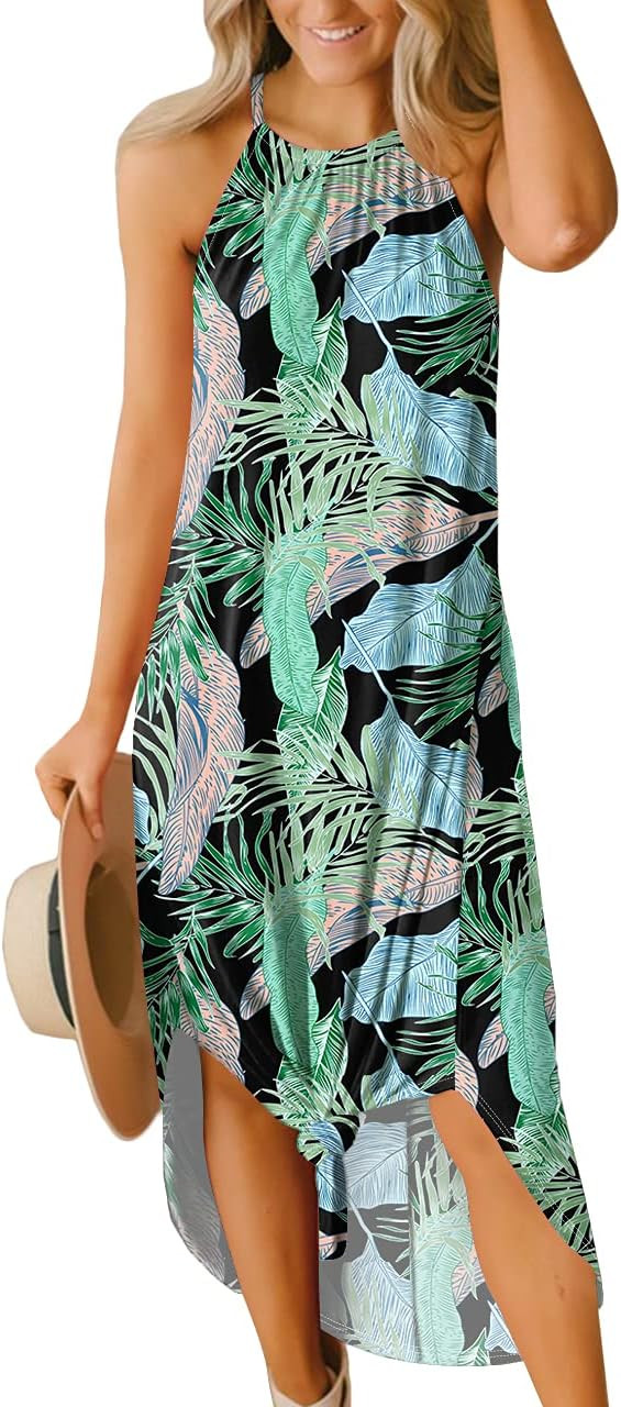 For G and PL Women's Summer Side Slit Halter Maxi Dress | Amazon (US)