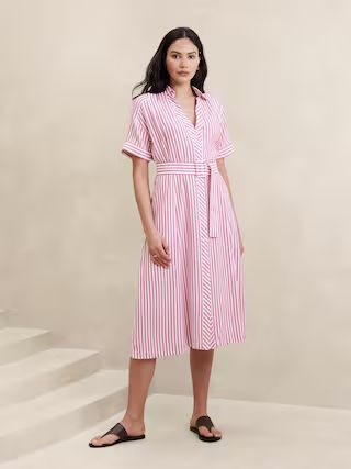 Linen-Blend Midi Shirtdress | Banana Republic Factory