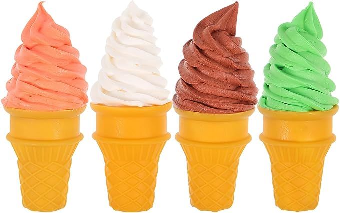 Hemoton 4Pcs Fake Ice Cream Cone Artificial Ice Cream Model Pretend Play Kitchen Food Toy for Sho... | Amazon (US)