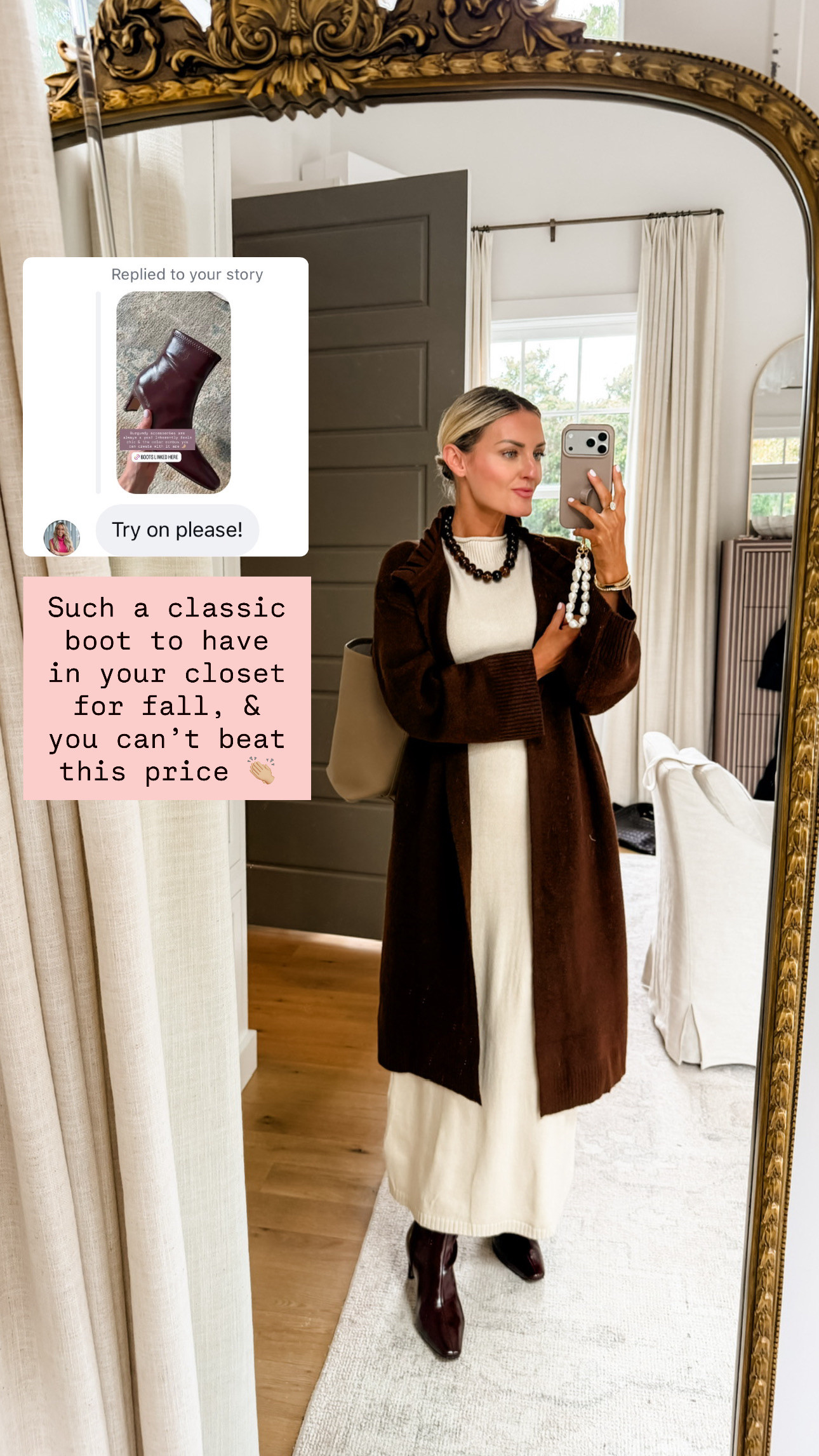Love this look paired with these booties from Target! The dark burgundy color is so good for fall! Wearing small in clothing!

Loverly grey, target booties, amazon fashion, sweater midi dress, leather heeled booties, fall fashion inspo 

 #LTKootd #LTKSeasonal
