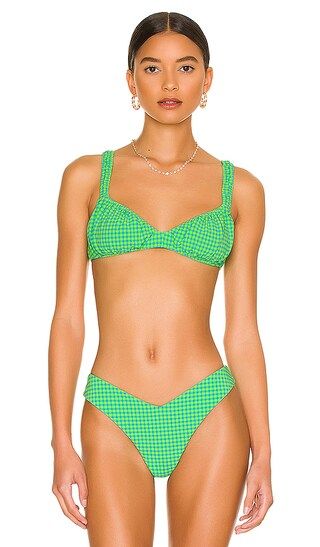 Scrunchie Bikini Top in Neon Green & Ocean Blue | Revolve Clothing (Global)