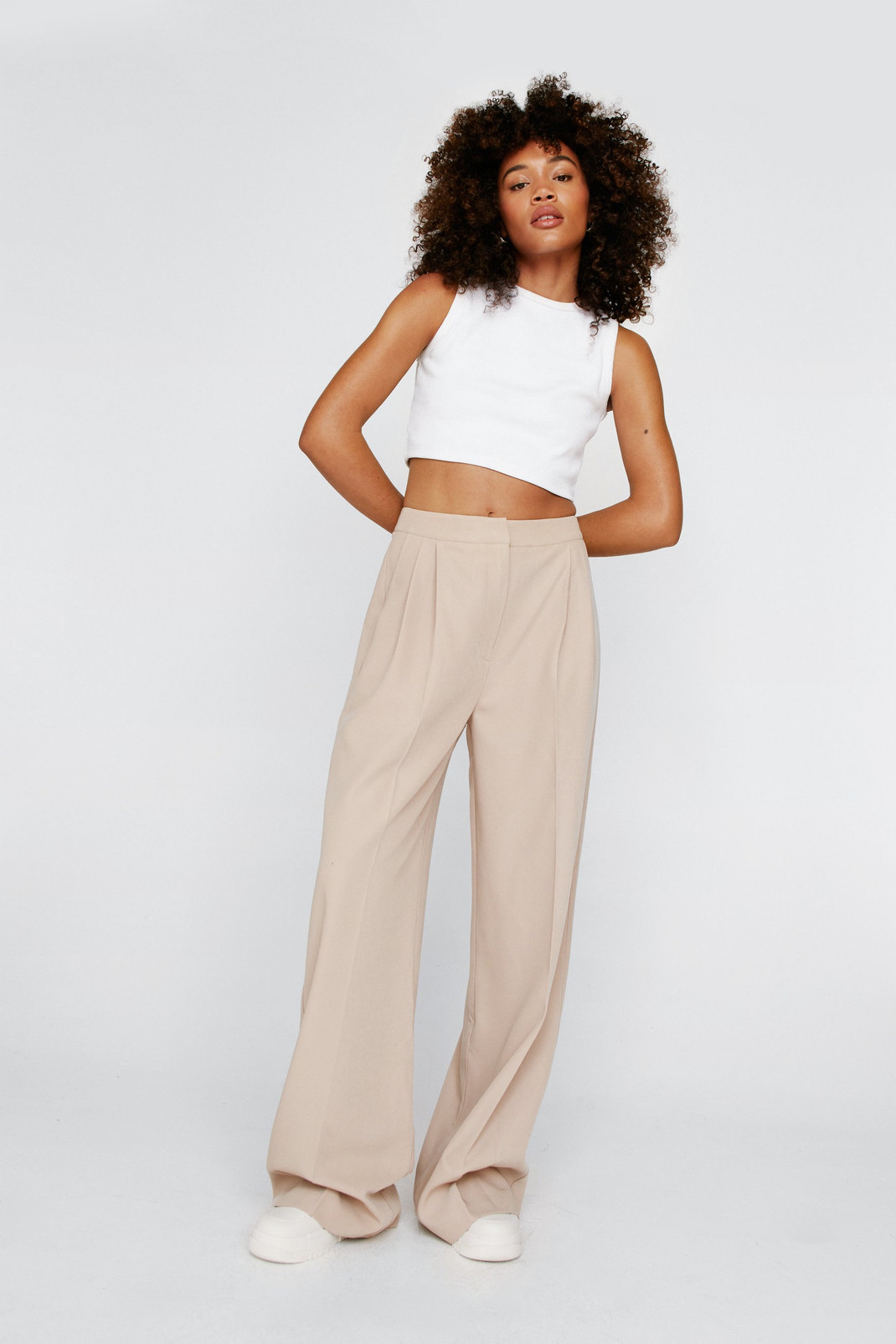 Pleated Front Wide Leg Tailored Trousers | Nasty Gal UK (+IE)