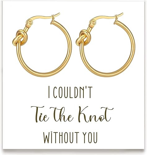 Bridesmaid Proposal Gifts, Tie the Knot Bridesmaid Earrings Gold Knot Hoop Earrings for Bridesmai... | Amazon (US)