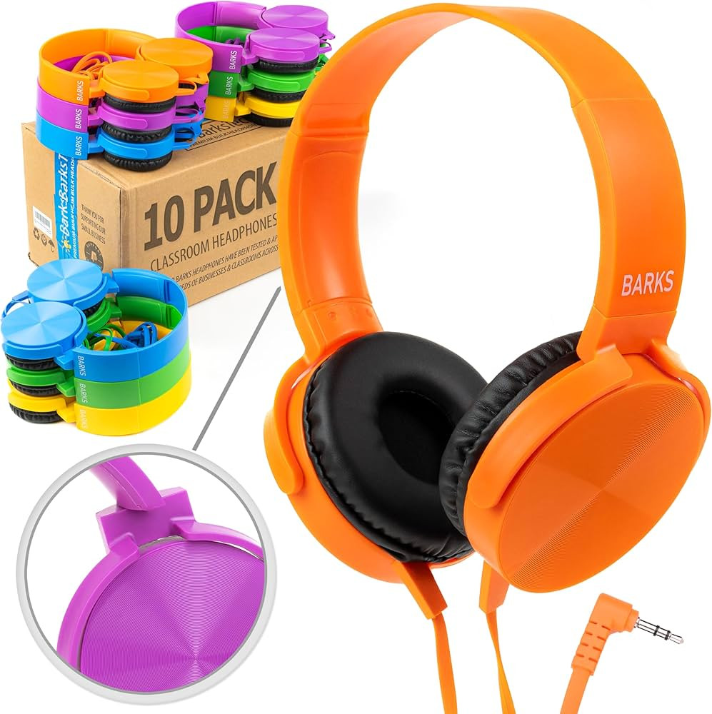 Barks Classroom Headphones (10 Pack, Mixed Colors) - On-Ear Premium Student Bulk Headphones: Perf... | Amazon (US)
