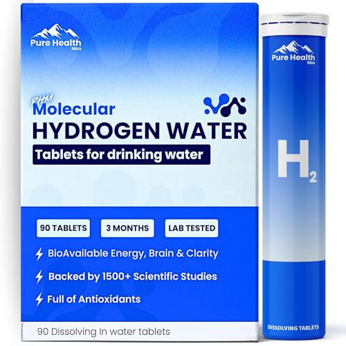 PHM Hydrogen Water Tubes, Tablets for Drinking Water - H2 Molecular Tabs | Magnesium Pills, Electrolytes Hydration Supplement to Support Healthy Aging & Energy Boost | 90 Tablets, 3 Months Supply | Amazon (US)