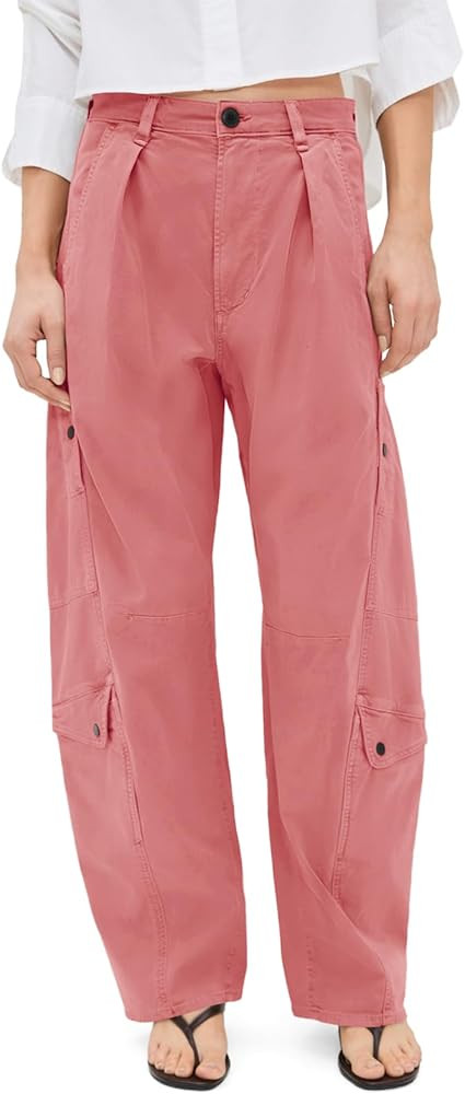 Aoysky High Waisted Barrel Pants for Women Casual Wide Leg Baggy Cargo Pants 100% Cotton Utility ... | Amazon (US)