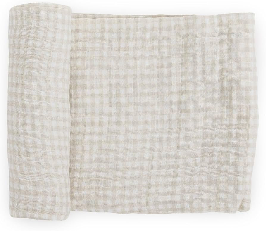 Little Unicorn – Tan Gingham Cotton Muslin Swaddle Blanket | Single | 100% Cotton | Super Soft ... | Amazon (US)