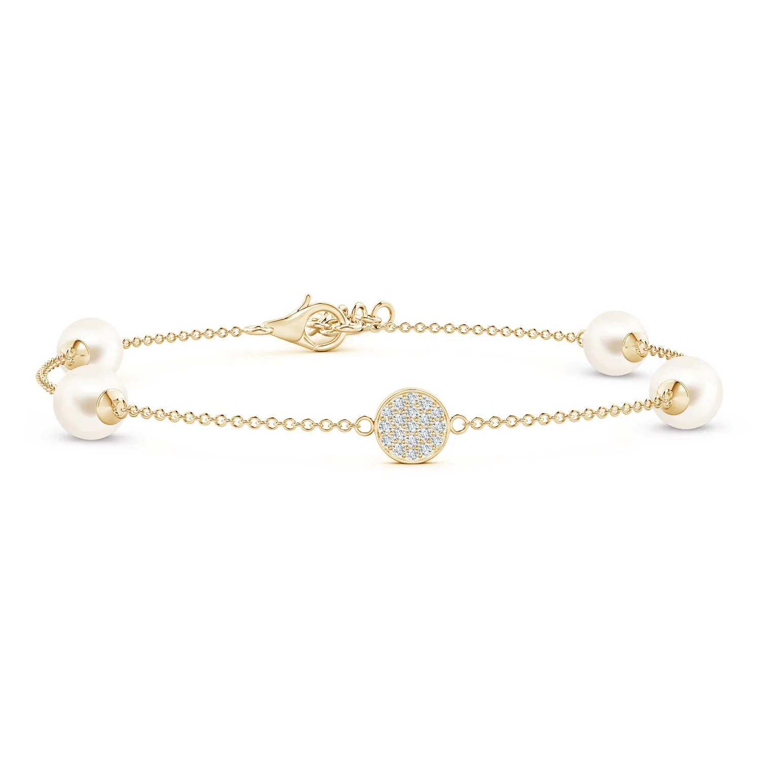 Freshwater Pearl Bracelet with Diamond Disc | Angara | Angara US