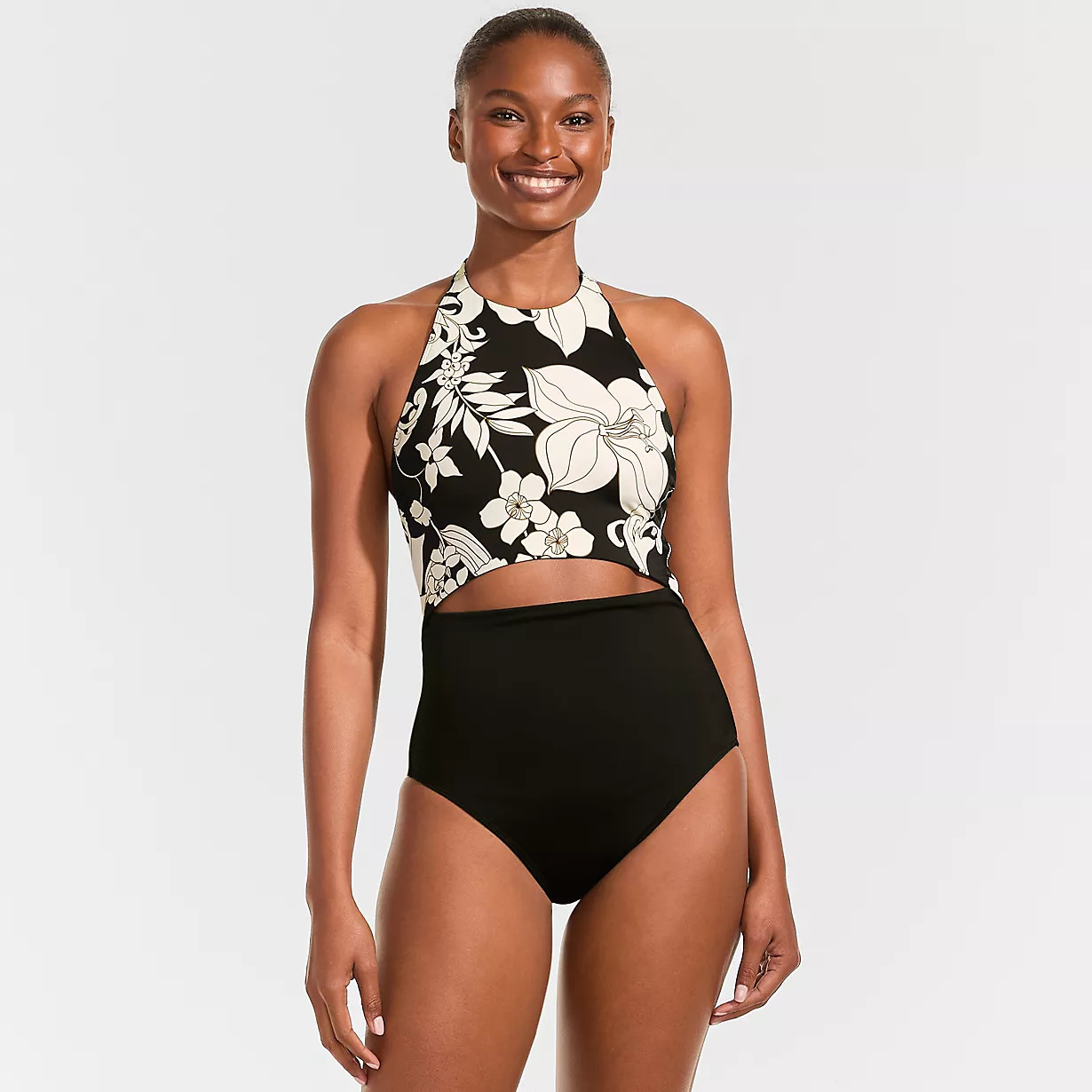 Women's Tugless Halter Monokini High Leg One Piece Swimsuit | Lands' End (US)