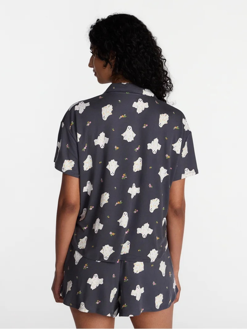 Halloween Women's Notched Top and Shorts Pajama Set from Way to Celebrate, 2-Piece, Sizes XS-3X | Walmart (US)