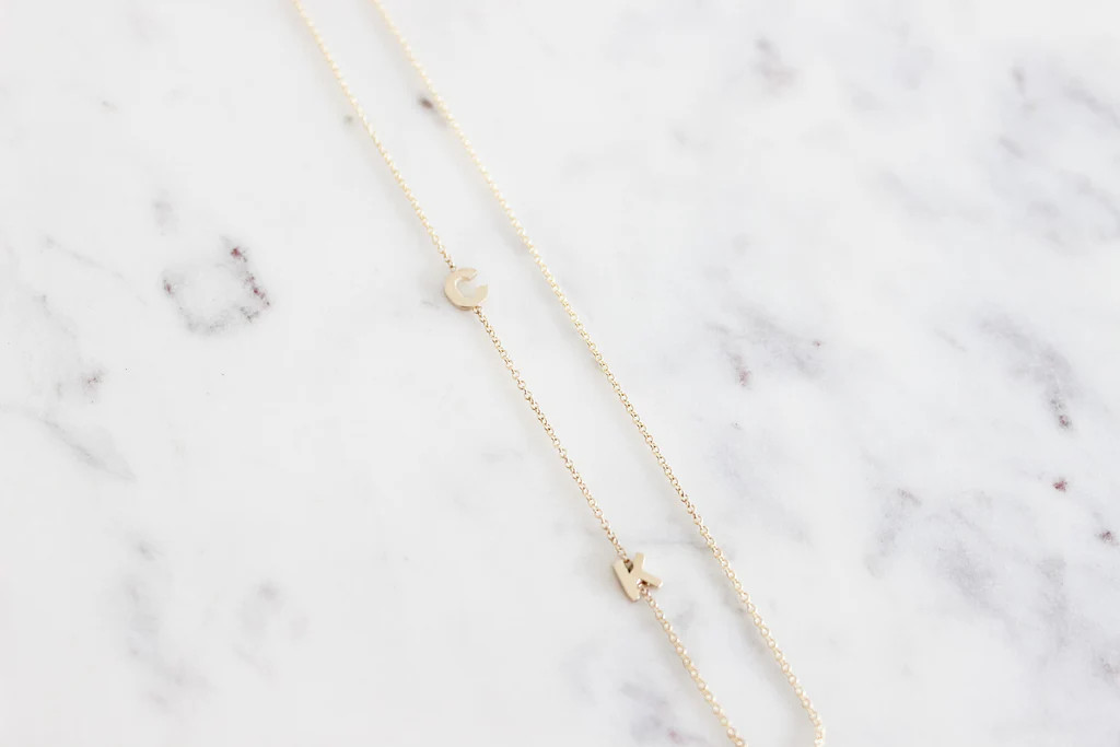 Mini Initial Solid Gold Necklace | Hope & Celebrate