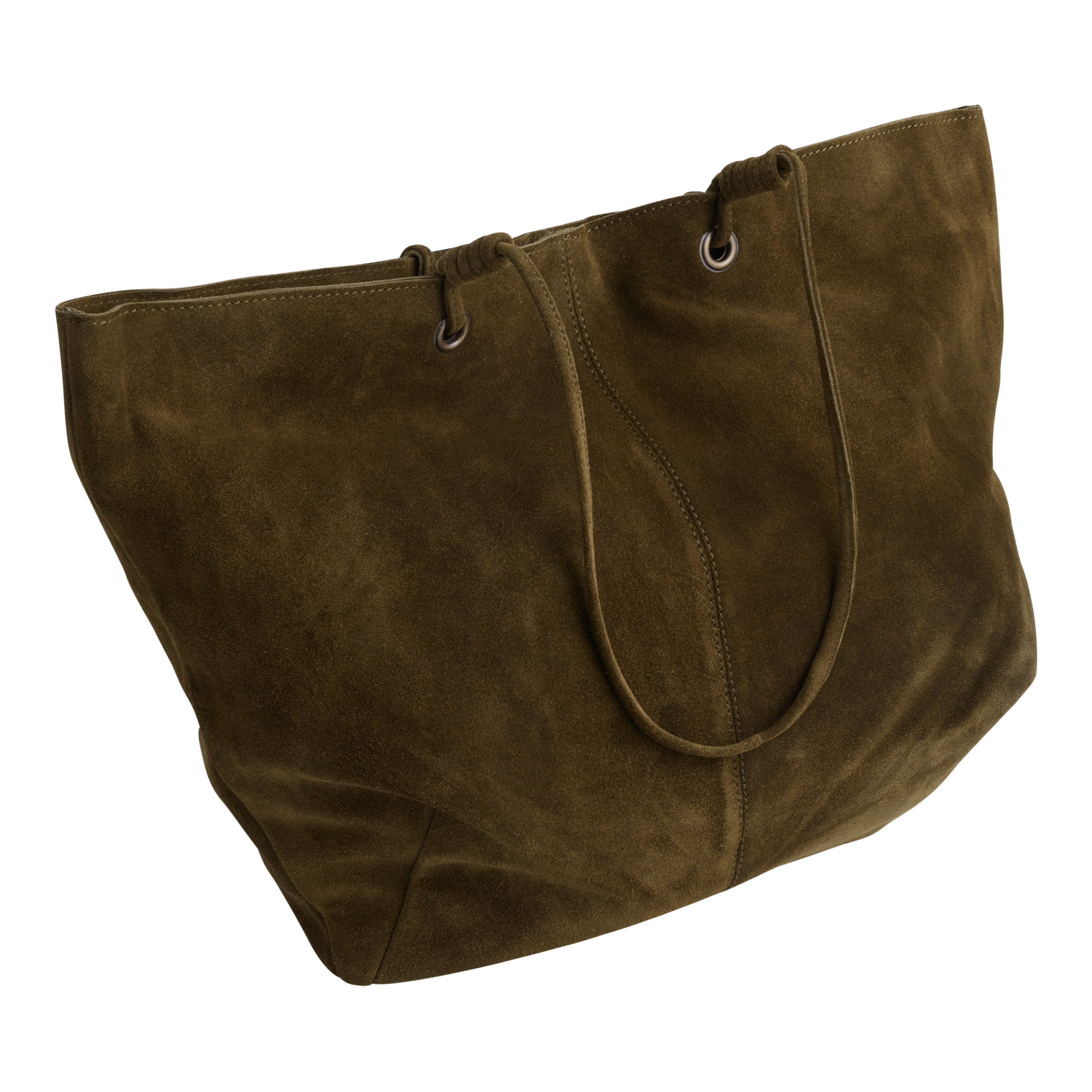 Olive Green Suede Tote Bag | World Market