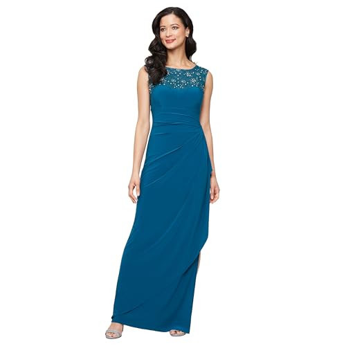 Alex Evenings Women's Long Column Dress with Sweetheart Illusion Neckline | Amazon (US)