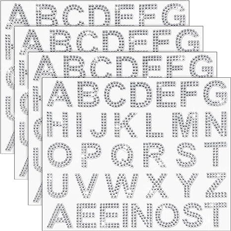 136 Pieces Rhinestone Letters Iron Stick on Sticker Large Glitter Bling Alphabet Letter Sticker G... | Amazon (US)