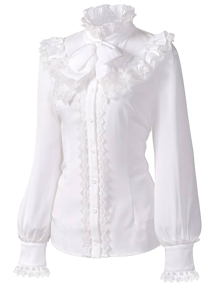 UBOOCSR Women's Elegant Vintage Medieval Lotus Shirt Long Sleeve Steampunk Victorian Blouse Ruffl... | Amazon (CA)