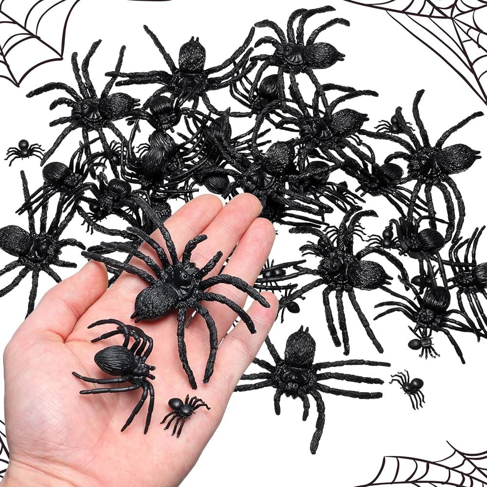 Chivao 60 Pieces Realistic Plastic Spiders Plastic Halloween Spiders Halloween Pranks Scary Spide... | Amazon (US)