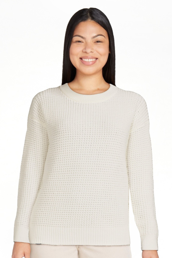 Time and Tru Women's Long Sleeve Waffle Crewneck Pullover Sweater | Walmart (US)