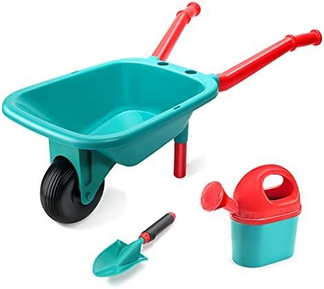 CUTE STONE Kids Gardening Tool Set, Garden Toys with Wheelbarrow, Watering Can and Shovel, Pretend P | Amazon (US)