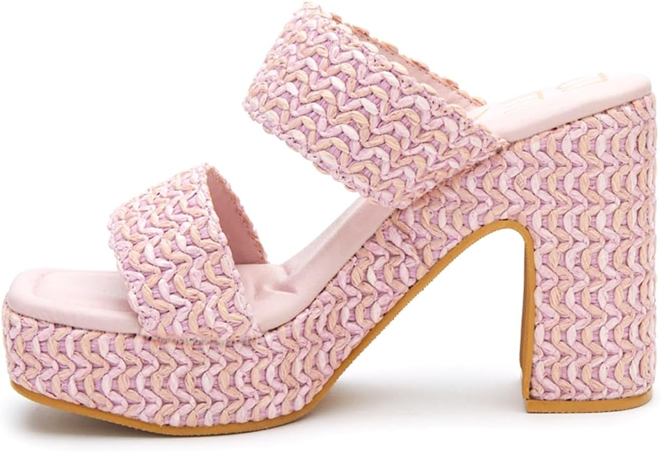 BEACH by Matisse Womens Gem Platform Block Dress Sandals High Heel 3" & Up - White | Amazon (US)