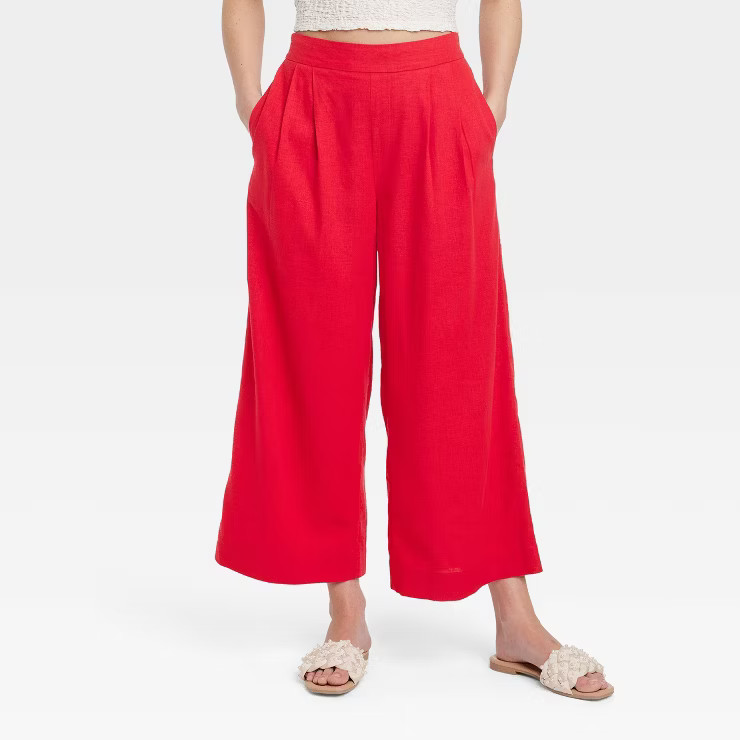 Women's Super High-Rise Wide Leg Linen Culotte Pants - A New Day™ | Target