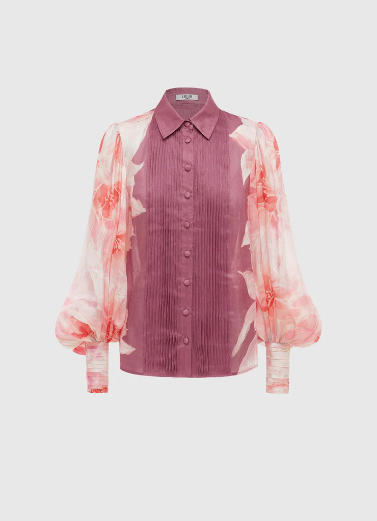 Cambridge Blouse - Orient Print in Hibiscus | LEO LIN