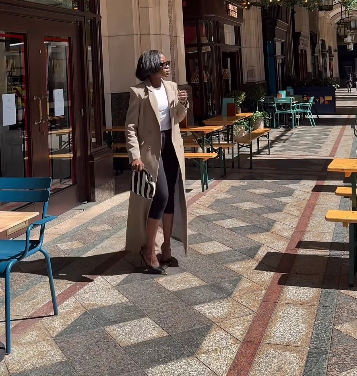 Black capri 
Pants 
Trench coat

White shirt
Quiet luxury

#LTKdayinmylife #LTKootd #LTKmomlife