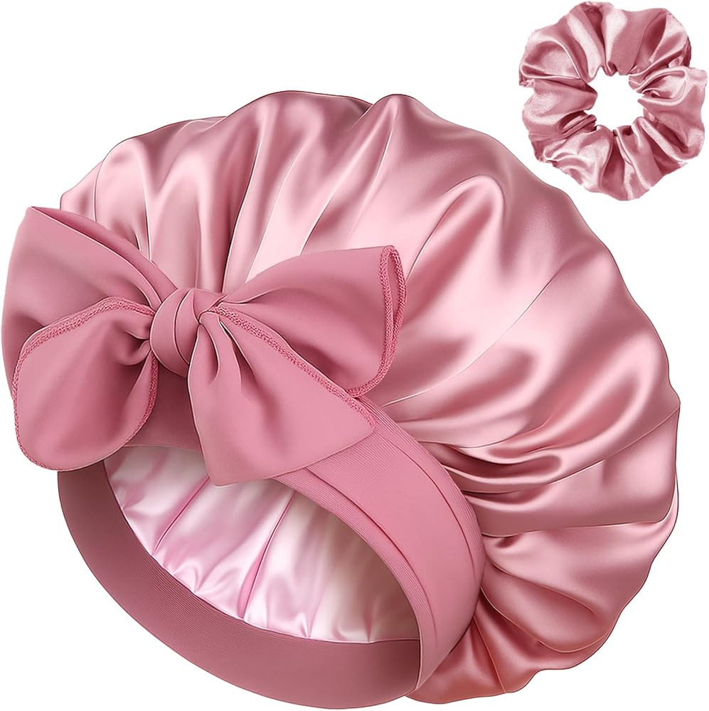 YANIBEST Satin Silk Bonnet for Sleeping Women, Double Layer Hair Bonnet with Elastic Tie Band for... | Amazon (US)