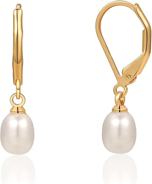 Cowlyn Pearl Earrings Handpicked AAA+ Quality Freshwater Cultured Leverback Drop Dangle Stud Earr... | Amazon (US)