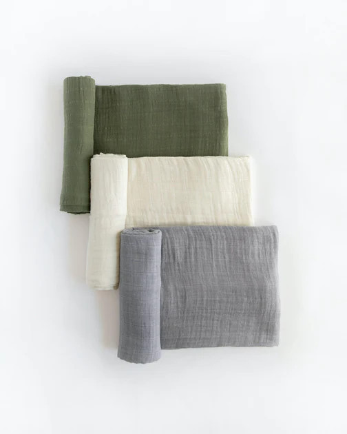 Cotton Muslin Swaddle Blanket 3 Pack - Fern | Little Unicorn