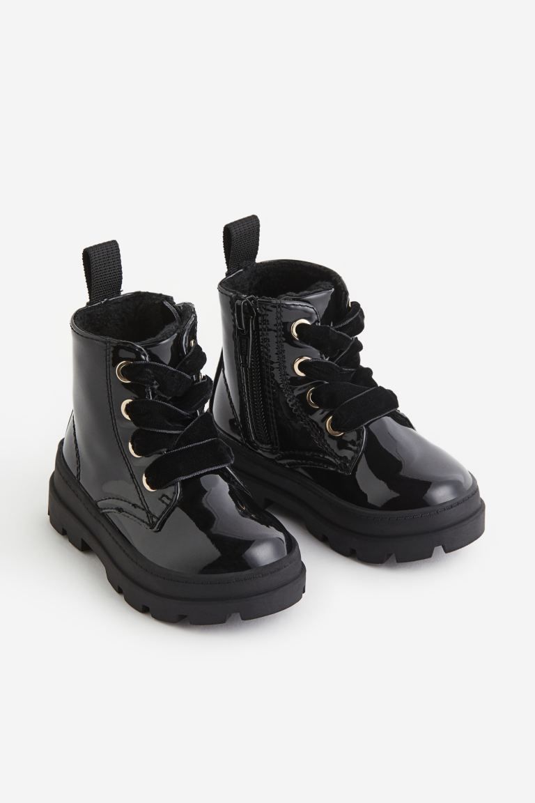 Warm-lined lace-up boots - Black - Kids | H&M US | H&M (US + CA)
